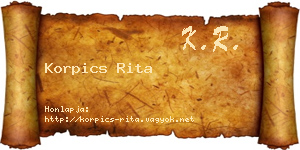 Korpics Rita névjegykártya
